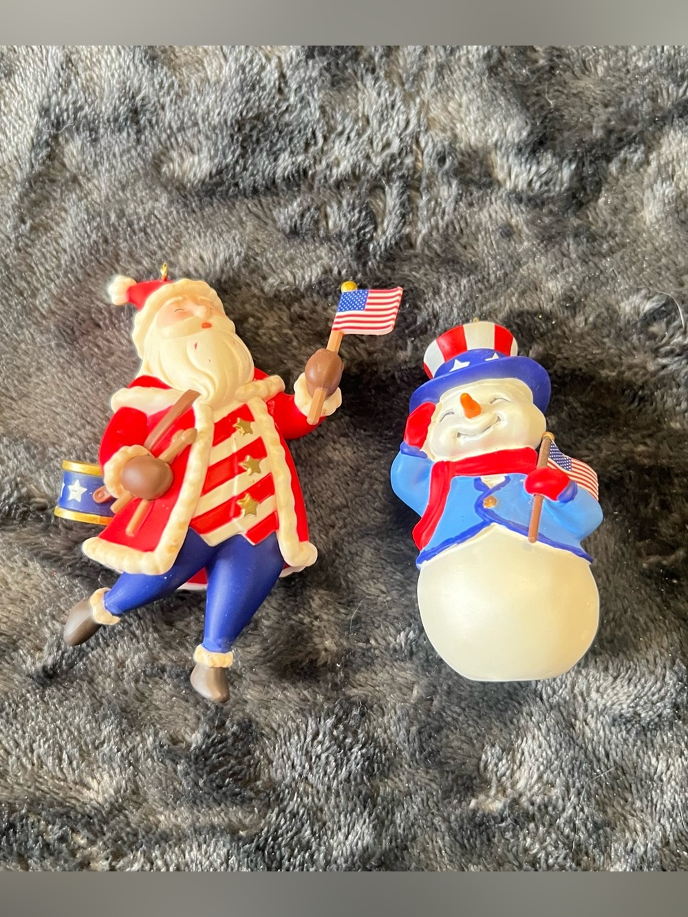 Hallmark Keepsake Christmas Ornament Patriotic Santa/Snowman Bundle